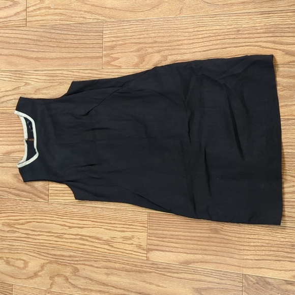 Black sleeveless Lagenlook above-knee linen sheath dress, Willi Smith size 2 - Picture 1 of 5